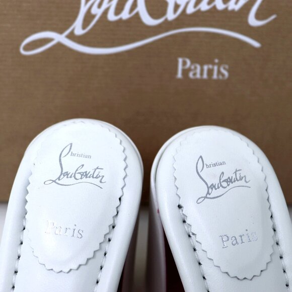 Christian Louboutin 37.5 NEW Jane Mule 85 Bianco White Block Heel Sandal - Picture 13 of 16